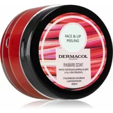 Dermacol Face & Lip Peeling Rhubarb Scent sladkorni piling za obraz in ustnice 50 g za ženske