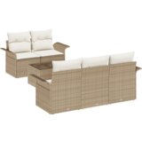 vidaXL Set vrtnih sofa od 6 dijelova s jastučićima Bež Poliratan | shoptok.hr