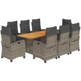  The Living Store Vrtna jedilna garnitura 9-delna z blazinami siv poli ratan - Vrtna Jedilna Garnitura, (21450986) | Shoptok.si