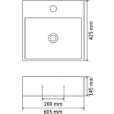 vidaXL Umivalnik z odprtino za pipo črna keramika 60,5x42,5x14,5 cm, (21409374) | Shoptok.si