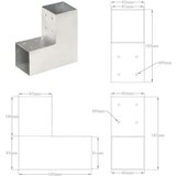 vidaXL spojnici za stupove u l-obliku 4 kom pocinčani metal 81 x 81 mm | shoptok.hr