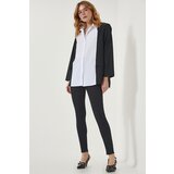 Happiness İstanbul Women's Black and White Jacket Look Oversize Design Shirt Cene