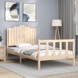  The Living Store Posteljni okvir z vzglavjem 100x200 cm trden les - Posteljni Okvir, (21449081) | Shoptok.si