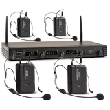 Auna Pro Duett Quartett Fix V3, 4-kanalni UHF brezžični mikrofonski set, doseg 50 m