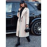 DStreet Płaszcz damski oversize CASHMELY długi drobno prążkowany beżowy | Shoptok.si