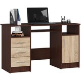 AKORD Ana Računalniška Miza, 3 Predali, Wenge/Hrast Sonoma, (5000333074) | Shoptok.si