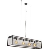QAZQA Industrijska viseča svetilka črna 118 cm 4-luč - Cage Mesh Cene