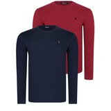 Dewberry DOUBLE SET T8588 ROUND NECK MEN'S SWEATSHIRT-BURGUNDY-NAVY BLUE | shoptok.hr