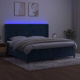  box spring s madracem LED tamnoplavi 200x200 cm baršun | shoptok.hr
