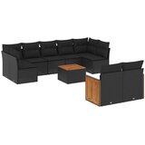  10-dijelni set vrtnih sofa s jastucima crni od poliratana | shoptok.hr