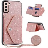 INORCO Zadnja lupina za Samsung Galaxy S21 4G/5G Trikotno držalo za kartice, stojalo za telefon iz PU usnja+TPU, (22036280) Cene