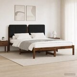  Krevetni okvir s tapiciranim uzglavljem Tamno smeđa i crna - tamno smeđa i crna 120 x 200 cm | shoptok.hr