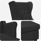  Fotelja s footstoolom 2 kom. Crna Baršun | shoptok.hr