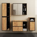 AKORD Vami Stenski Komplet Kopalniškega Pohištva, Izrezi Za Umivalnik, Hrast Craft/Črna, (5000332646) | Shoptok.si