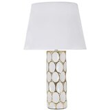 Mauro Ferretti Bela/v zlati barvi keramična namizna svetilka s tekstilnim senčnikom (višina 56 cm) Glam Carv – Cene
