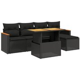  6-dijelni set vrtnih sofa s jastucima crni od poliratana Slike