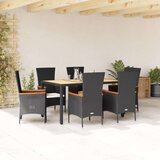  7-dijelni vrtni blagovaonski set s jastucima crni od poliratana | shoptok.hr