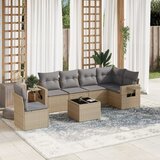 Maison Chic Seti vrtnega pohištva - Vrtna garnitura - Vrtni pohištvo set 7-delna z blazinami bež poli ratan, (21807093) | Shoptok.si