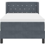 vidaXL Box Spring Postelja z Blazino Temno Siva 100x200 cm Žamet | Shoptok.si