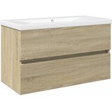  2-dijelni set kupaonskog namještaja od keramike i drva Smeđa 80 x 38.5 x 45 cm | shoptok.hr