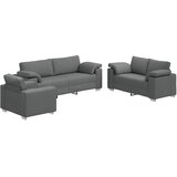 SOFA 3 pcs Tamno siva 219 x 80 x 82 cm Platnasta tkanina | Eponuda.com