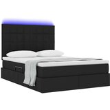 vidaXL Krevet S LED lampica s uzglavljem Crna 140 x 200 cm tkanina | shoptok.hr