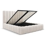 Micadoni Home Krem tapecirani bračni krevet s prostorom za odlaganje s podnicom 180x200 cm Kelp – | shoptok.hr