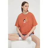 Volcom Bombažna kratka majica x ARTHUR LONGO ženska, oranžna barva