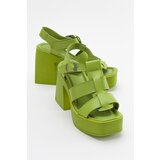 LuviShoes Women's Prek Green Heeled Sandals Cene