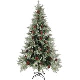  Osvijetljeno božićno drvce i šiške zeleno-bijelo 195 cm PVC/PE | shoptok.hr