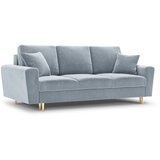 Cosmopolitan Design Svetlo modra žametna raztegljiva sedežna garnitura s prostorom za shranjevanje 235 cm Kyoto – | Shoptok.si