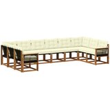 vidaXL Zunanja garnitura za sedenje 10 pcs Naravna in smetana, (5000281918) | Shoptok.si