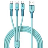 X Wave Kabl 3U1 Type A na micro+Type C+lightning 1.5m3.25A 65W CRNI Cene