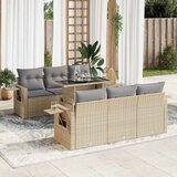 Maison Chic Seti vrtnega pohištva - Vrtna garnitura - Vrtni pohištvo set 7-delna z blazinami bež poli ratan, (21804969) | Shoptok.si