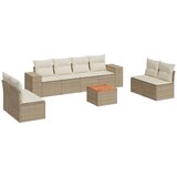 vidaXL Vrtna garnitura 9-delna z blazinami bež poli ratan, (21034805) | Shoptok.si