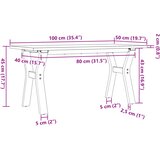  Stolić za kavu Y-oblika 100x50x45cm borovina i čelik | shoptok.hr