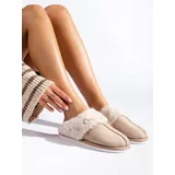 SHELOVET marka niezdefiniowana Women's fur slippers beige