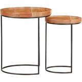 vidaXL 2-dijelni set stolića za kavu masivno bagremovo drvo i čelik | shoptok.hr