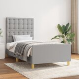 Maison Chic Posteljni okvir - Enojna postelja - Postelja za odrasle brez vzmetnice svetlo siv 100x200 cm blago-J7483, (21764673) | Shoptok.si