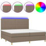  Box spring postelja z vzmetnico LED taupe 200x200 cm blago | Shoptok.si