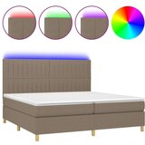  Krevet box spring s madracem LED smeđesivi 200x200 cm tkanina | shoptok.hr