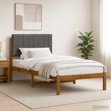  Krevetni okvir s tapiciranim uzglavljem Prirodna i svjetlosiva - Prirodna i svjetlosiva 90 x 190 cm | shoptok.hr