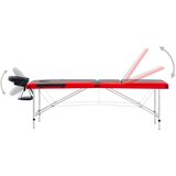  Sklopivi stol za masažu s 3 zone aluminijski crno-crveni | shoptok.hr