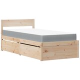 The Living Store Postelja s predali in vzmetnico 90x190 cm trdna borovina - Postelja, (21610007) | Shoptok.si