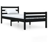 The Living Store Posteljni okvir črn iz trdnega lesa 90x200 cm - Posteljni Okvir, (21524538) | Shoptok.si