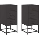 vidaXL Nočna omarica 2 kosa črna 36x39x78 cm jeklo | Shoptok.si