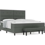  Krevet s opružnom podlogom s madracem i klupom tamnosiva 180x200 cm tkanina | shoptok.hr