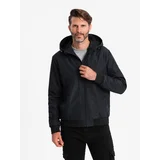 Ombre Men's lightweight jacket with mesh lining and hood - black