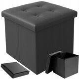  Zložljiv usnjen tabure skrinja 39L do 100kg siv | Shoptok.si