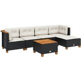 Maison Chic Seti vrtnega pohištva - Vrtna garnitura - Vrtni pohištvo set 6-delna z blazinami črna poli ratan, (21804647) | Shoptok.si